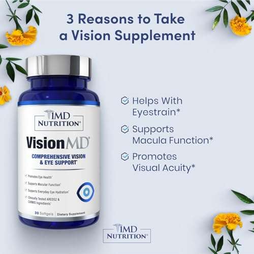 1MD Nutrition VisionMD Eye Vitamin CARMIS - Eye Supplement for Adults - with OptiLut Lutein & Zeaxanthin - Supports Vision Health Care, Everyday Eye Strain, & Occasional Dry Eye - 30 Softgels 2