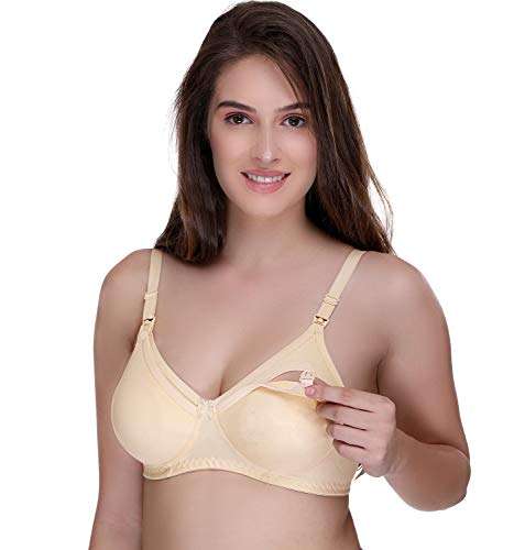 Sona Women's Cotton Minimiser Nursing Bra (FEEDINGBRA-04-SKIN-WHT-PINK-95B_Skin-wht-Pink_38) 2