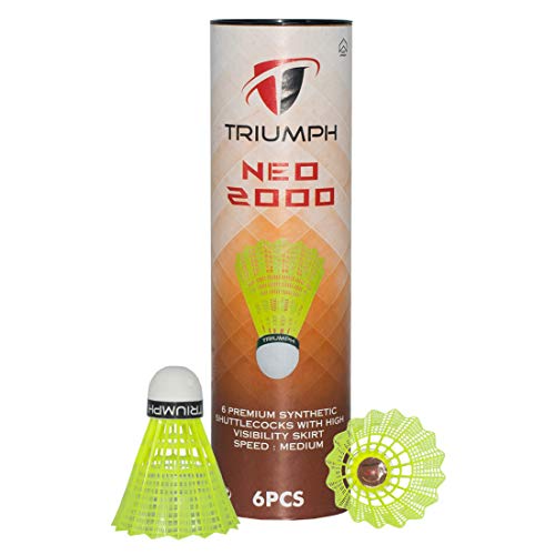 Triumph Alloy Steel Badminton Racquet Set - 2 Pc Badminton Racket with 6 Pc NEO-2000 Synthetic Shuttlecock and Full Racket Cover to Carry Both Rackets - Multicolor 6