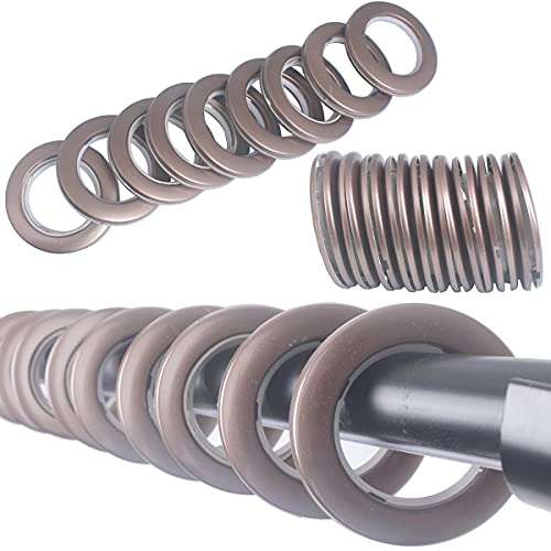 32 Pack Curtain Grommet, Inner Diameter 1-9/16"(40mm) Curtain Eyelet Rings Roman Ring Grommet Curtains Grommets kit for Casement Eyelet Tool Accessory (Coffee) 5