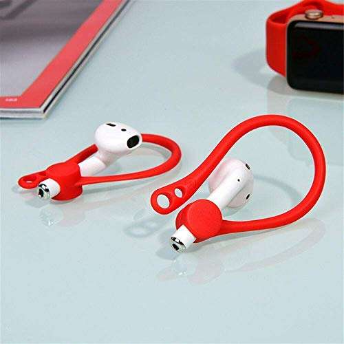 MXVOLT Earhooks Compatible with AirPods 2 AirPods 1 Anti-Lost Secure Earhook Holder Ear Attachment Loops Earbud Sports Earhook Hooks Pack of Two (Red and Gray) 3