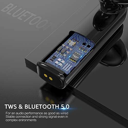 Cshidworld Wireless Earbuds, Bluetooth 5.0 Earbuds Headphones, True Wireless Stereo Earphones with 30Hrs Playback, Hi-Fi Sound Bluetooth Headset with Charging Case One-Step Pairing Noise Cancelling 5