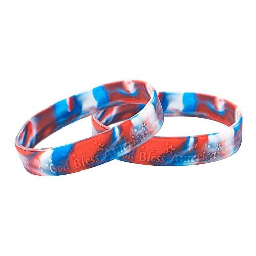 Fundraising For A Cause | Patriotic Red, White, Blue Silicone Bracelets - God Bless America Patriotic Silicone Bracelets – Perfect for Memorial Day, July 4th, Veteran’s Day and More! (50 Bracelets) 1