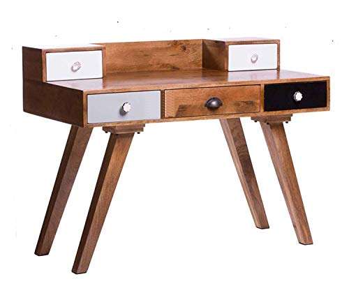 DAINTREE Solid Sheesham Wood Computer Study Table Multi Drawer Home & Office Desk with 5 Drawers (Natural, White) 2