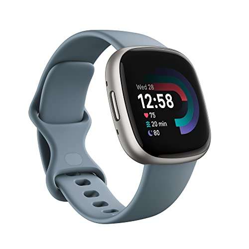 Fitbit Versa 4 Fitness Watch (Waterfall Blue/Platinum Aluminium) with 6-Month Premium Membership 1