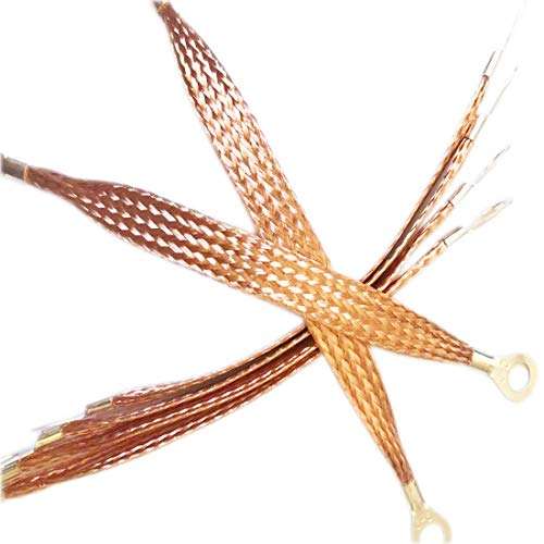 Automotive Engine Grounding Strap Flexible Bare Copper Braids 6PCS (12Inch Length and 0.5Inch Width) 6