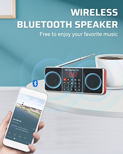 PRUNUS J-288 Portable Radio AM FM Radio with Bluetooth Speaker, Sleep Timer, Power-Saving Display, Ultra-Long Antenna, AUX Input & USB Disk & TF Card MP3 Player, NO Manual Preset 4