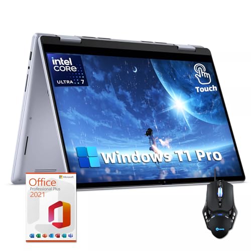 Dell 2024 Newest Inspiron 2-in-1 Laptop, 14" FHD + Touchscreen, Intel 10-Core 7 150U Processor, 16GB DDR5, 1TB SSD, Wi-Fi, Bluetooth, Windows 11 Pro, with Microsoft Office Lifetime License 1