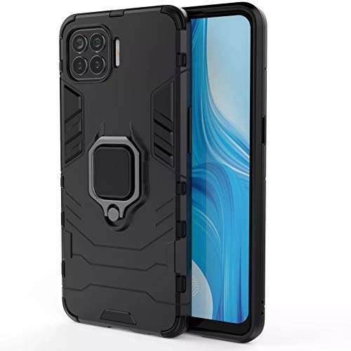 SPAZY CASE® Oppo F17 Pro 360 Degree Rotation Durable Dual Layer Slim Shockproof Armor Hybrid Kickstand Holder and Full-Body Protective Case Cover for Oppo F17 Pro 3