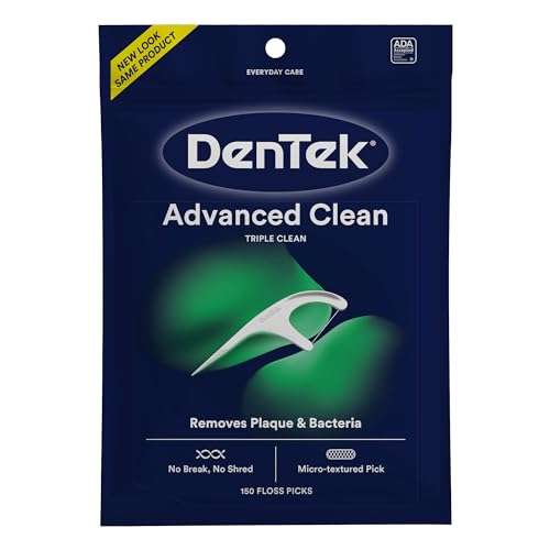 DenTek Triple Clean Advanced Clean Floss Picks, No Break & No Shred Floss, 150 Count, (Packaging May Vary) 1