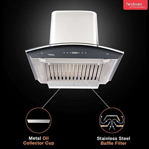 Hindware 60cm 1200 m3/hr Auto Clean Chimney (Nevio 60, 1 Baffle Filter, Steel/Grey) 5