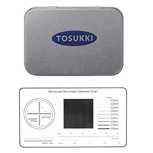 TOSUKKI Multifunction Microscope Micrometer Calibration Ruler Slide，Microscope Reticle Micrometer/Microscope Calibration Grid/Microscope Camera Calibration Slide/Micrometer Ruler for Microscope 2