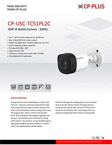 CP PLUS 5MP,Camera with Audio Video Recording, 4 Camera Combo Kit with 4Ch DVR,2Dome 2Bullet Cameras, 3TB HDD, Power Supply, 90Mtr Cable,HDMI 3mtr, W/L Mouse and Connectors (Camera has Built-in mic) 4