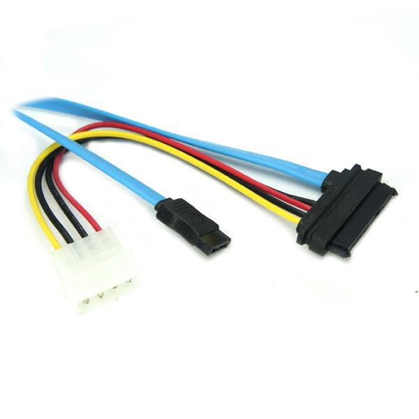 Sintech SFF-8482 SAS 29 Pin to 7 Pin SATA Hard Disk Drive Raid Cable with 4pin Molex Power Port 70cms 1