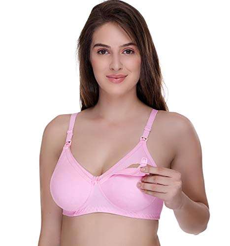 Sona Women's Cotton Minimiser Nursing Bra (FEEDINGBRA-04-SKIN-WHT-PINK-95B_Skin-wht-Pink_38) 6