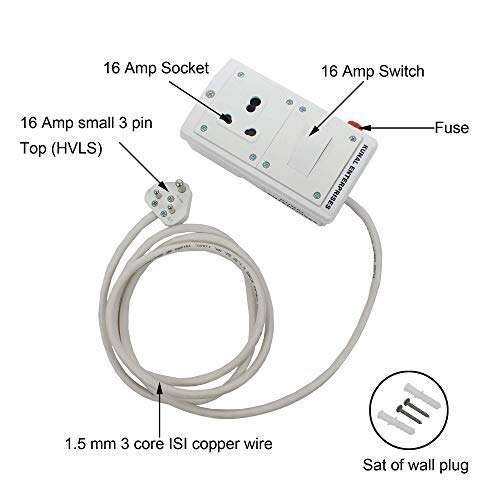 KUNAL Extension Board with 2 Individual Switch 2 Socket 2 Meter Long Wire Power Extension Cord 6 Amp White Surge Protector, 2