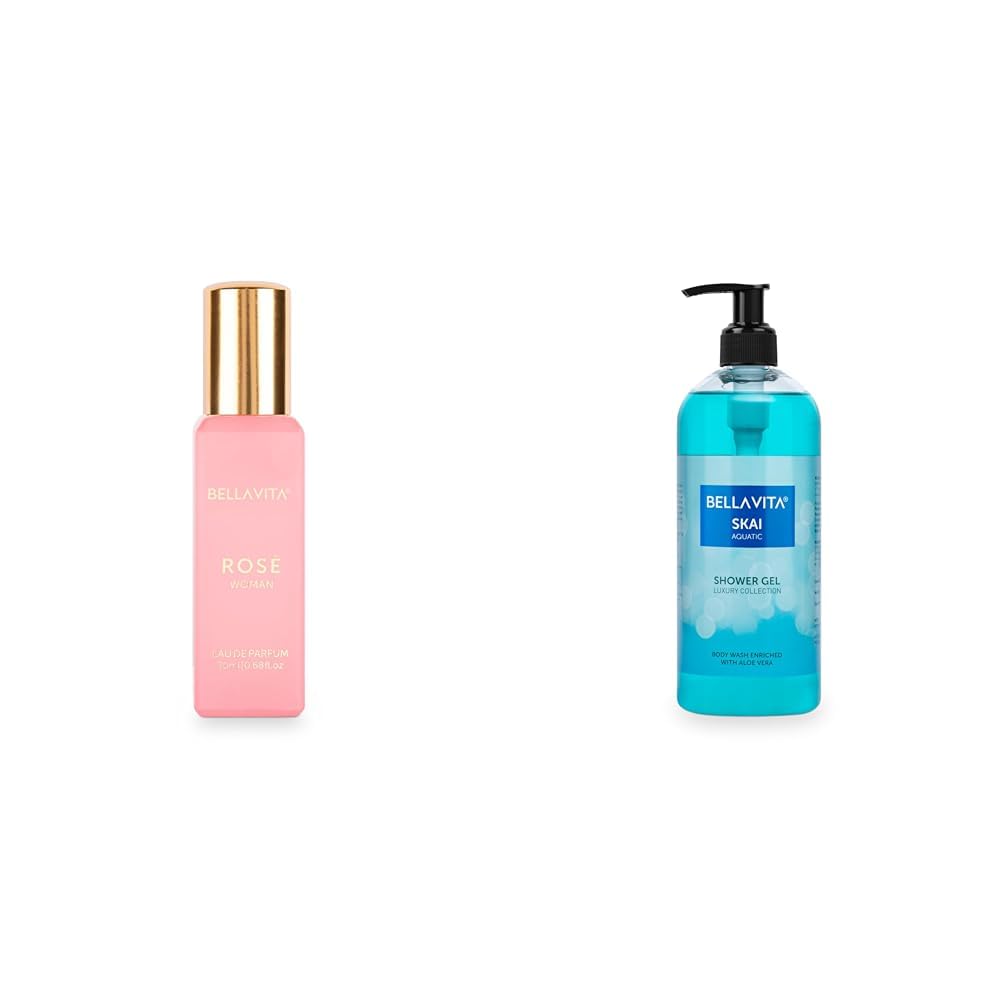 Bella Vita Luxury Rose Women Eau De Parfum Perfume Skai Aquatic Body Wash Refreshing Shower Gel for Deep Cleansing Hydrating & Moisturising Skin with Aloe Vera 500 Ml 1