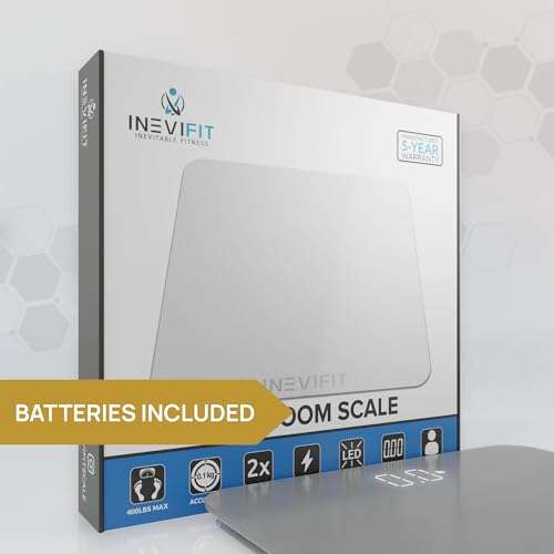 INEVIFIT Bathroom Scale, Highly Accurate Digital Bathroom Body Scale, Measures Weight up to 400 lbs. Includes Batteries 5