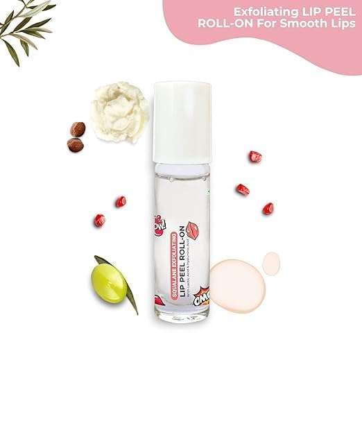 Spanish Squalane Lip Peel Roll-on with lactic acid & acid |Squalane exfoliating lip peel for soft & glossy lips | Hydrating dry & flaky lips |Women & Men's | 6 ml (Transparent) 3
