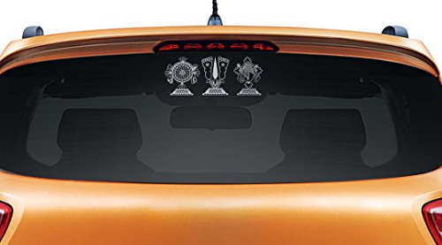 WallDesign Vinyl Balaji Shanku Chakra Naama Car Sticker, 12 x 0.1 x 6 Inches, Silver 2