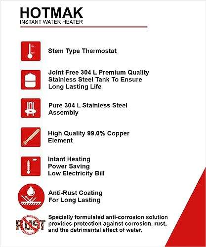 ACTIVA 1 LTR. Instant 3 KVA Anti Rust Coated Tank Geyser with Full ABS Body, 5 Year Warranty HOTMAK (Ivory) 6