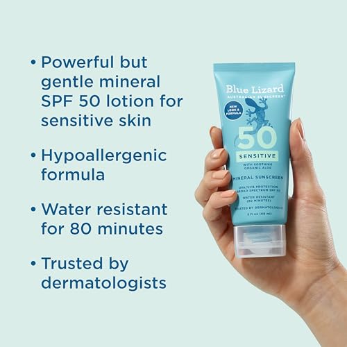 Blue Lizard SENSITIVE Mineral Sunscreen with Zinc Oxide, SPF 50+, Water Resistant, UVA/UVB Protection with Smart Cap Technology - Fragrance Free, 3 oz. Tube 2
