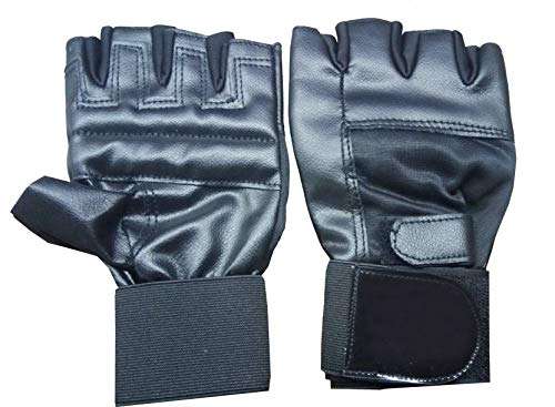 Spride Unisex Leather Gym Gloves (Black) 2