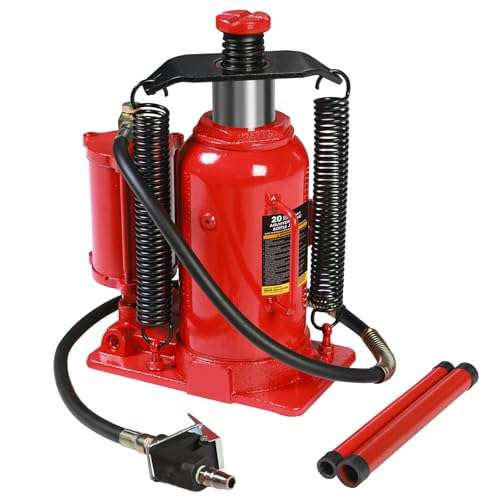 BIG RED AQD20TR Air Hydraulic Bottle Jack: Heavy Duty Professional Lift with Dual-Power Operation, 10.24"-20.08" Adjustable Lift Range & Safety Valve - 20 Ton (40,000 LBS) 1