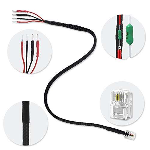 Contronix 12" RJ11 Mirror Wire Radar Detector Hardwire Power Cord kit for Escort Valentine One Uniden Beltronics（Inline Resistance Fuse with Braided | Multi Size Plugs | Plug and Play Mirror Lines 3