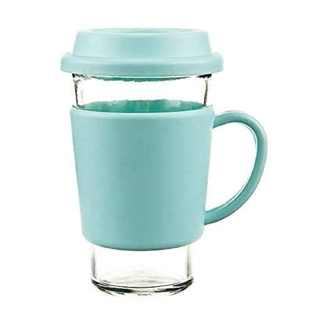 BLISSBORN Glass Tumbler with Silicone Straw and Lid 400ml Glass Coffee Mugs with Leather Sleeve, Drinking Cup for Straw and Direct Mouth Dual Use, Summer Travel Sipper Bottles Clear Set of 1 1