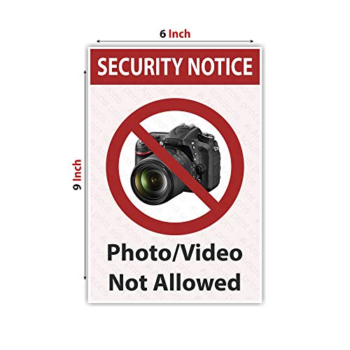 Anne Print Solutions® Security Notice No Photo Video Allowed Sticker | Office Stikcers Pack Of 4 Pcs Size 6 Inch* X 9 Inch* Multicolour 2
