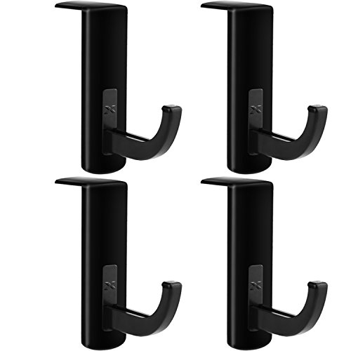 Mudder 4 Pack Monitor Hooks Headphone Headset Hanger Monitor Stand Holder Headset Stick-on Hook, Black