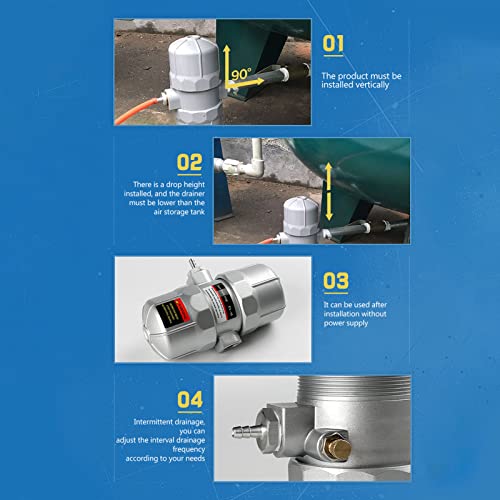 PenRux Auto Drain Trap, G1/2in Inlet 8mm Outle Water Trap for Air Compressor Compressed Compressed Air Line Systems, Water Moisture Filter Trap Separator Automatic Drainer Valve 6