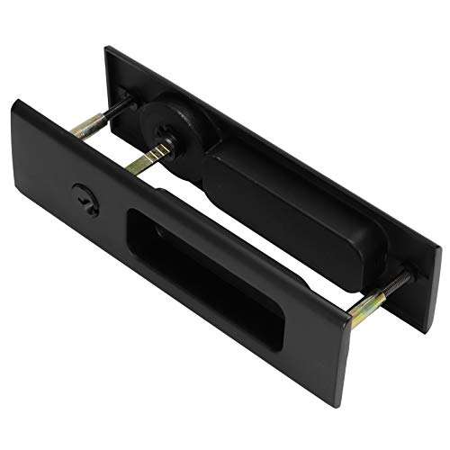 Zinc Alloy Sliding Door Lock Handle Set Bathroom Balcony Cabinet Door Hardware Fittings Mortise Locks (Classic Black Single Hook Sliding Door Lock) 4