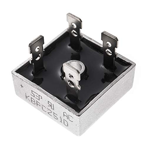 Bridgold 5pcs KBPC2510 2510 Bridge Rectifier Diode 25A 1000V Single Phase, Full Wave Electronic Silicon Diodes，4-Pin 4