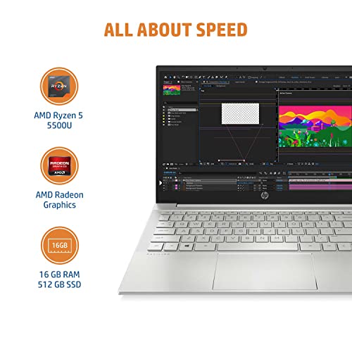 Hp Pavilion 14, Amd Ryzen 5-16Gb Ram/512Gb 14 Inches Laptop Fhd Ips Micro-Edge Anti-Glare Display/Radeon Graphics/Backlit Kb/Alexa/B&O Audio/Fast Charge/Fpr/Windows 11 Home Ready/Ms Office,14-Ec0037Au 5