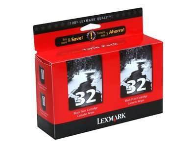 Lexmark 32 (18C0533) Black Ink Cartridges, Twin Pack 2