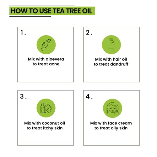 Rey Naturals Pure Tea Tree Essential Oil For Hair Growth, Skin & Face Care - Tea Tree Oil For Dandruff, Acne | Mosquito Repellent | Suitable For All Skin & Hair Types - 15ml 5