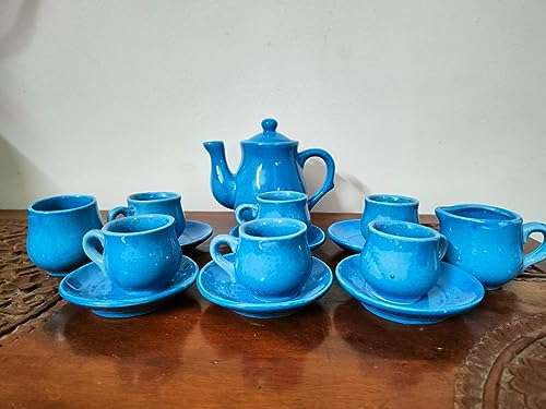 KARARI Ceramic Kids Toys Kids Tea Set/Tea Cups Set with Suacers for Children DIY Kitchen Set for Kids Tea Set Tea Party Teapot Play Set Girls Kitchen Toy(for Kids ONLY) 2