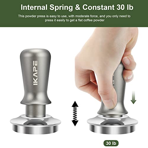 IKAPE 53mm Espresso Tamper, Premium Barista Coffee Tamper with Calibrated Spring Loaded, 100% Flat Stainless Steel Base Tamper Fits for Breville Series 54mm Portafilter Basket 3