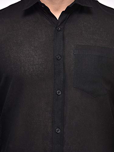 hangup Mens Cotton Casual Slim fit Shirt, Color Black, Size 44, (SolidRBlack) 6