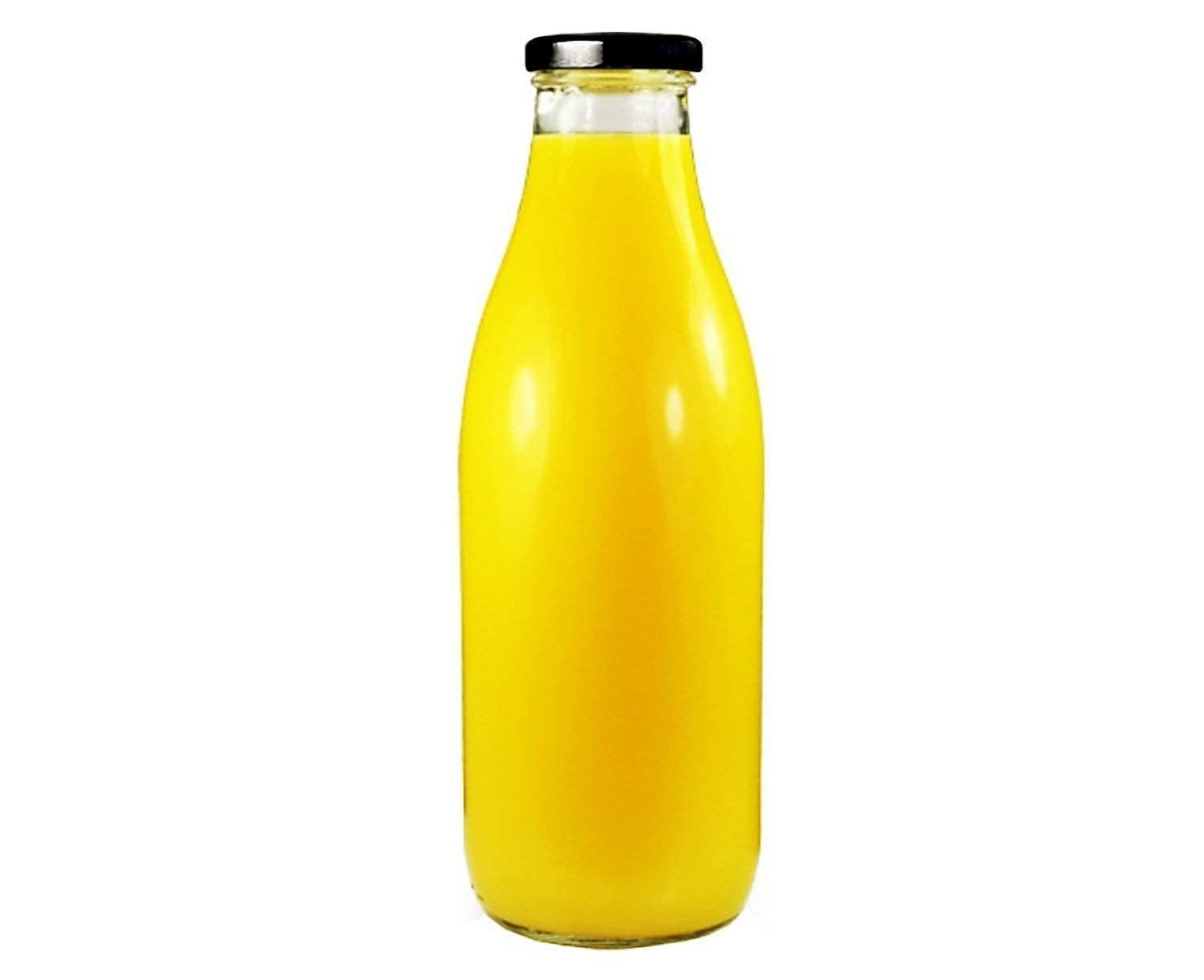 RTWARE Water Milk and Juice Glass Bottle 500ml Round Set of 4 with Air Tight Black Cap Best to use in Kitchen, Home, Office for Storage. (500ML Set of 4) 5