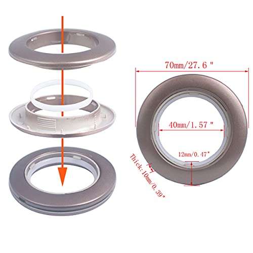 32 Pack Curtain Grommet, Inner Diameter 1-9/16"(40mm) Curtain Eyelet Rings Roman Ring Grommet Curtains Grommets kit for Casement Eyelet Tool Accessory (Coffee) 3