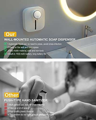 LAND CAST 10.82oz/320ml Automatic Touchless Foaming IPX4 Waterproof Liquid Soap Dispenser for Kitchen Sink Bathroom Hotel Restaurant (White) 3