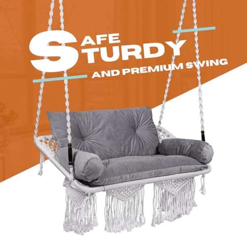 Swingzy Make in India Hammock Hanging Rope Swing-Comfort Durable Yard Striped Foldable Hanging Swing/Hanging Bed for Camping & Outdoor Activities, Indoor Backyards Single Person (197 cm x 80 cm, Red) 5