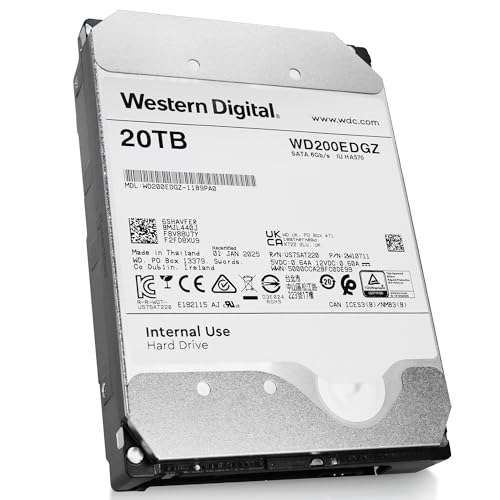Western Digital WD Ultrastar 20TB Internal Hard Drive WD200EDGZ 3.5 Inch HDD SATA 6Gb/s 7200RPM 512MB Cache (Renewed) 4