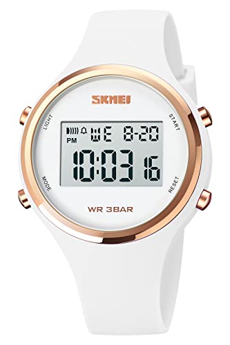 Womens Sports Watch Digital Watches for Women with Waterproof Stopwatch 30M Waterproof Week Date Alarm LED Light Calendar Chrono Silicone Straps Gift for Girls Women 1