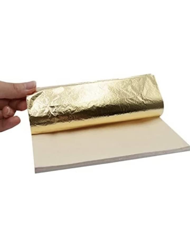 Gold Leaf Sheets, Gold Sheets, 8 by 8.cm Gilding Foil for Gilding, Resin Art, Decoration Crafting,DIY, Paintings, Arts Crafts, Nail Deco,Furniture, Size 3.14 * 3.35 (25, Gold) 3
