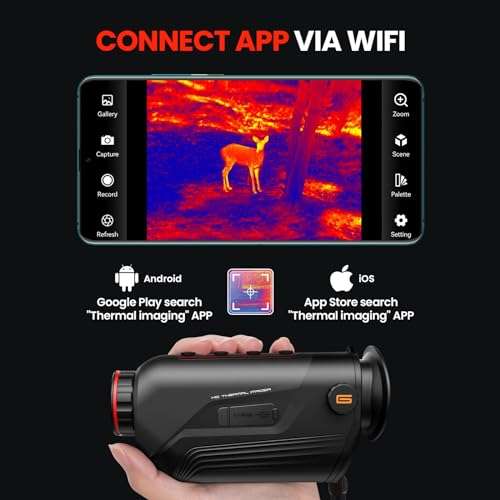 GOYOJO Thermal Monocular, 256x192 (25 Hz) Thermal Imaging Monoscope Camera for Adults, 10mm Focal Lens Vision Goggles Thermal Scopes for Night Hunting Camping 5