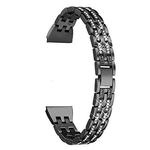 Dealfreez 38/40 MM Diamond Bling Metal Band Stainless Steel Replaceable Strap Bracelet Compatible with Apple Watch iWatch Series SE/6/5/4/3/2/1 (Black) 1